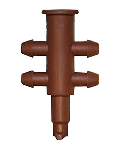 1/4" Barb 4-Way  Distributing Adapter <br>10/bg